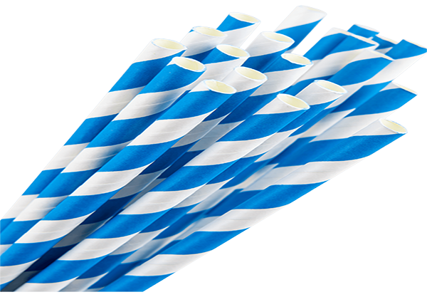 Blue/White Cross Cut Paper Straw - Box of 2,500